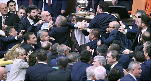 Turkish Lawmakers Engage In Bloody Brawl Over Jailed Colleague