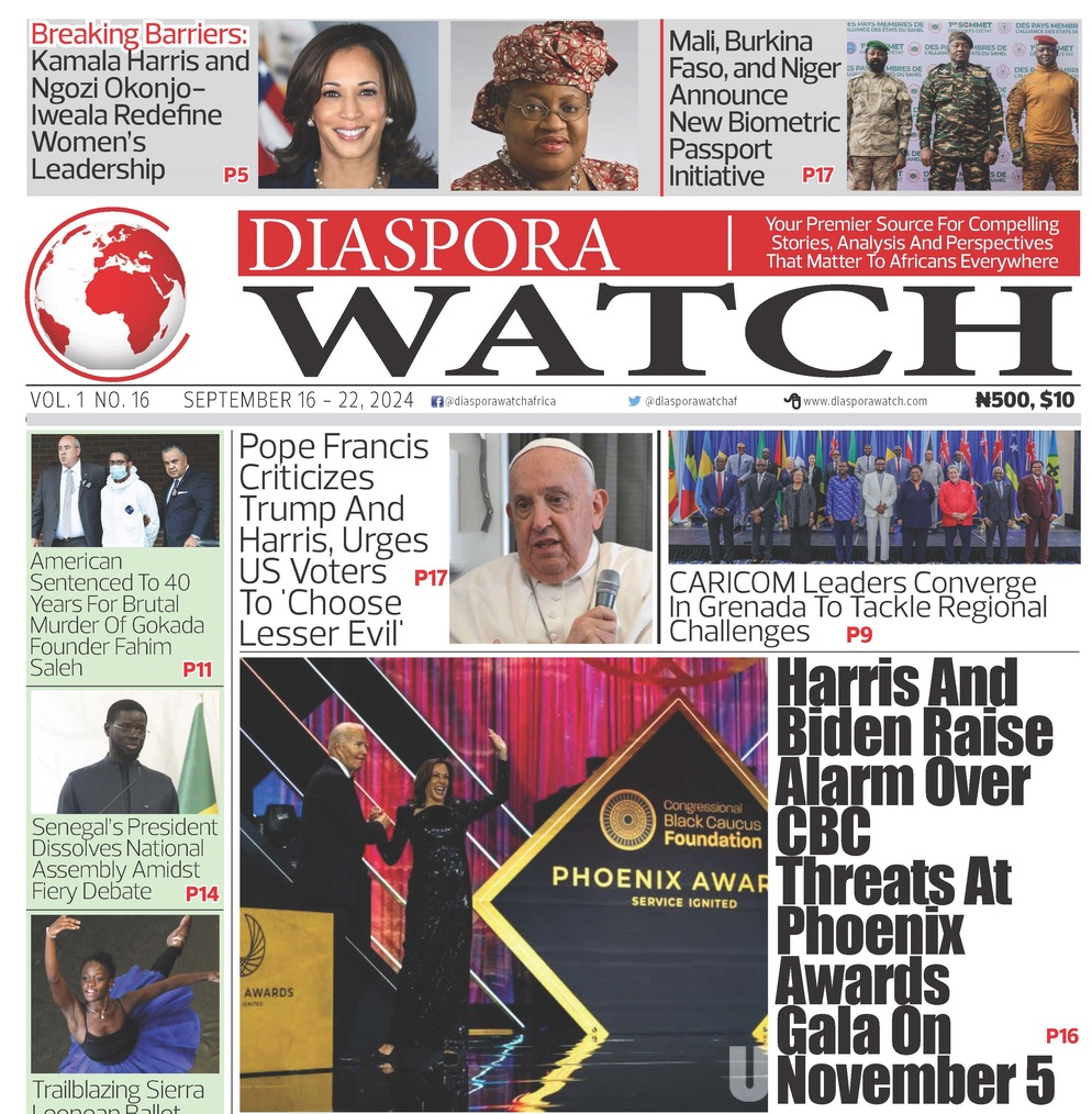 Diaspora Watch newspaper - Vol. 16 - SEPT 16 - 22, 2024