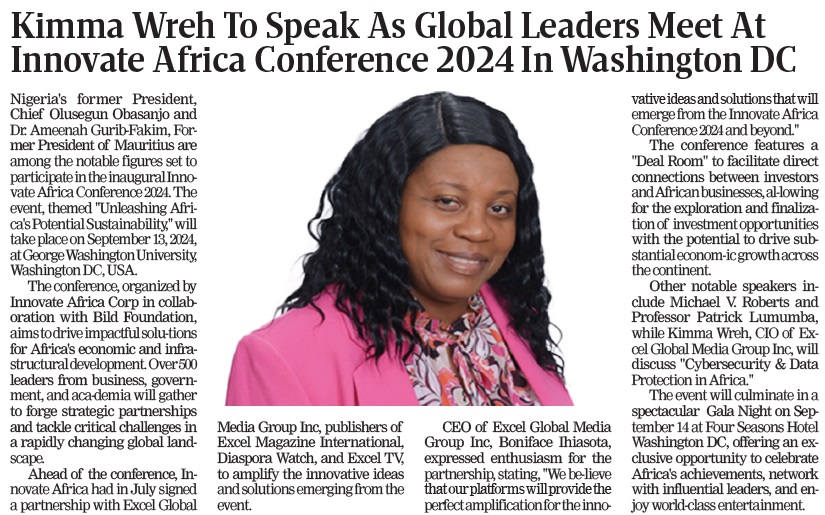 Kimma Wreh to speak at Innovate Africa conference at George Washington University in Washington DC - Diaspora Watch Newspaper