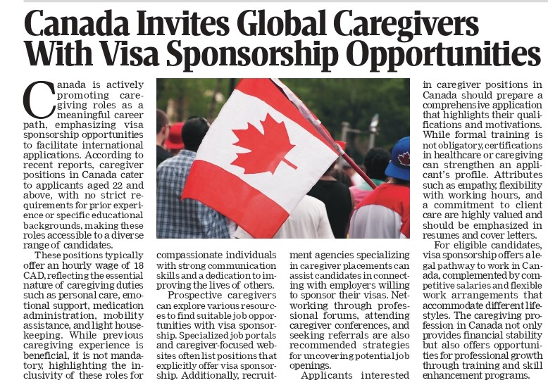 Canada Invites Global Caregivers with Visa Sponsorship Opportunities