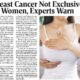 Breast Cancer Not Exclusive to Women, Experts Warn