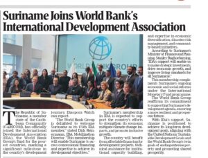 Suriname Joins World Bank's International Development Association: A New Path to Growth and Stability
