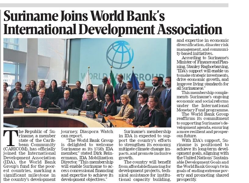 Suriname Joins World Bank's International Development Association: A New Path to Growth and Stability