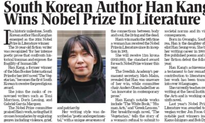 South Korean Author Han Kang Wins Nobel Prize in Literature