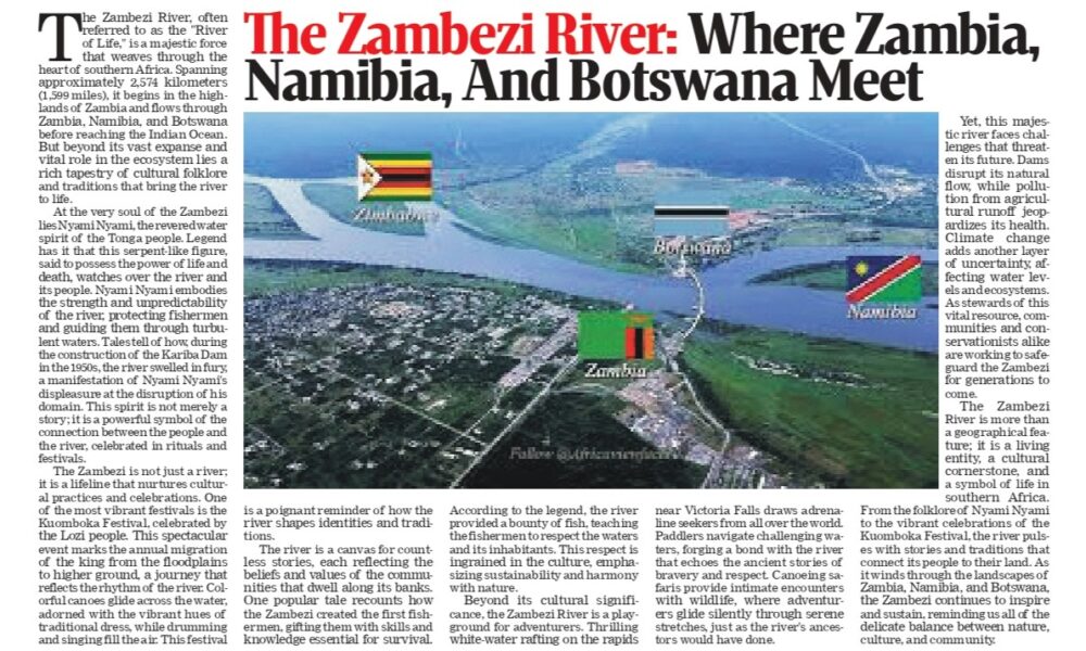 The Zambezi River: Where Zambia, Namibia, and Botswana Meet