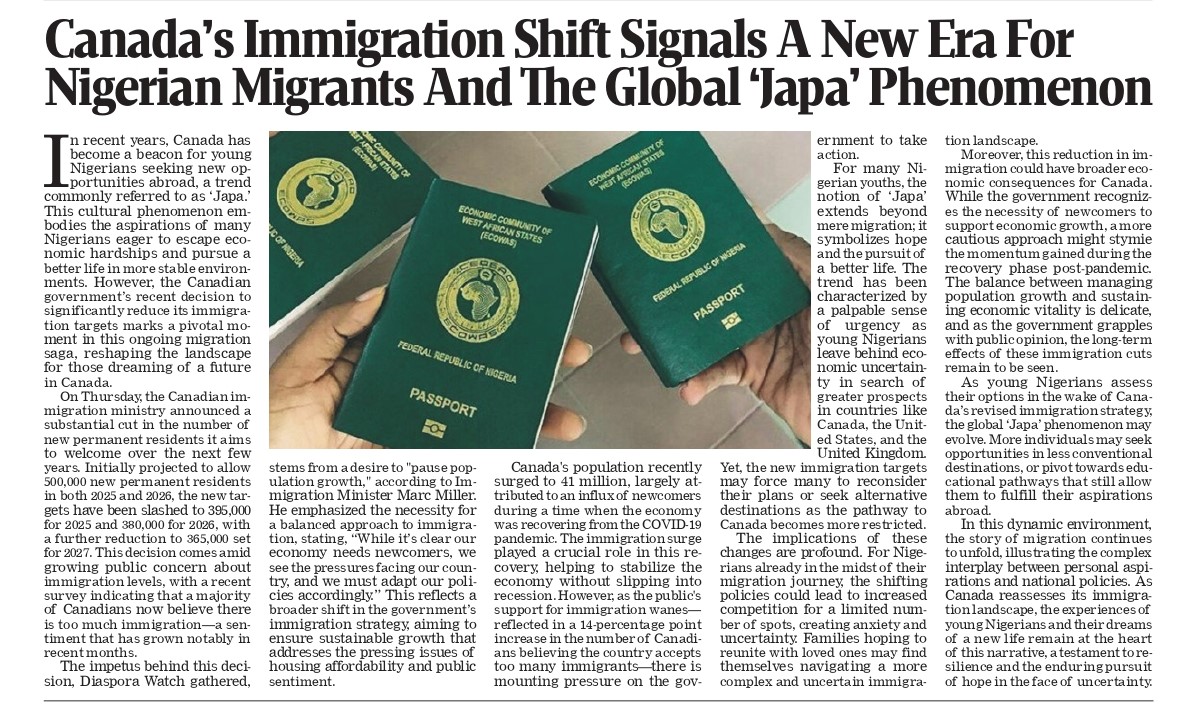 Canada's Immigration Shift: A New Era for Nigerian Migrants and the Global 'Japa' Movement