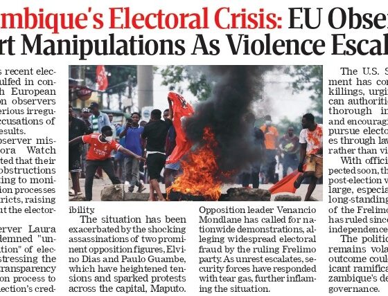 Mozambique Election Crisis: EU Observers Report Manipulations, Rising Violence