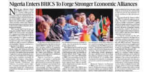 Nigeria Joins BRICS: Strengthening Economic Alliances and Global Influence
