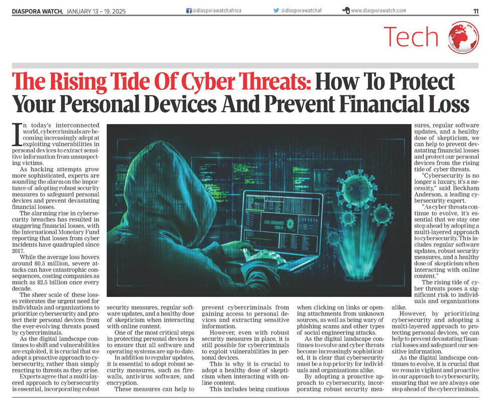 The Rising Tide of Cyber Threats: How to Protect Your Personal Devices and Prevent Financial Loss - Diaspora Watch newspaper